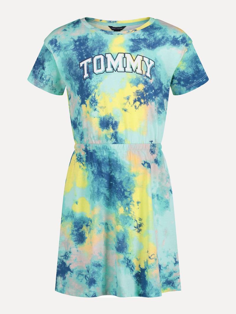 Lány Tommy Hilfiger Big Tie-Dye T-Shirt Dresses Menta | HU 1736ILH